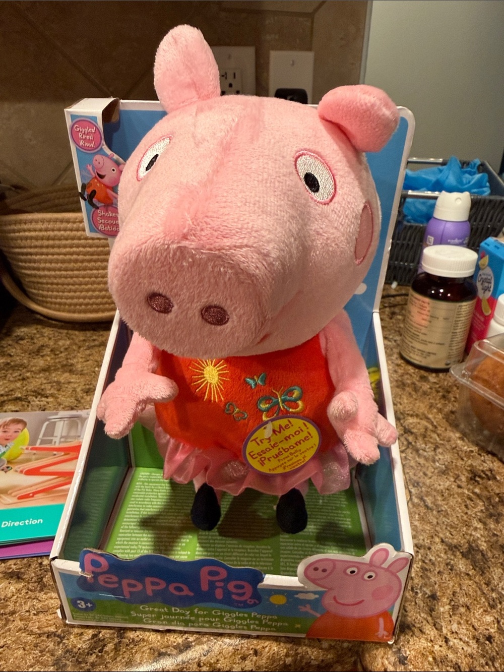 Peppa Pig Plush - Pink with Orange Dress and Embroidered Details